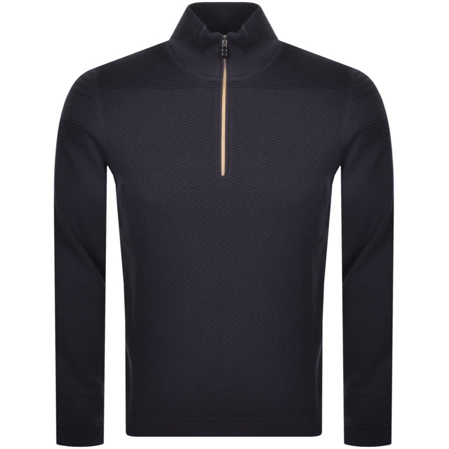 Alternative Image for ProductBOSS Zomin Half Zip Knitted Jumper Navy1